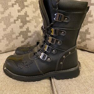 Men's Black Leather Combat Boots